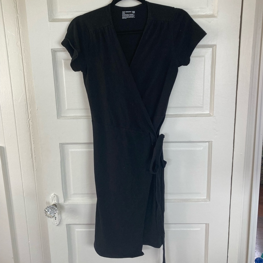 Organic cotton black wrap dresss